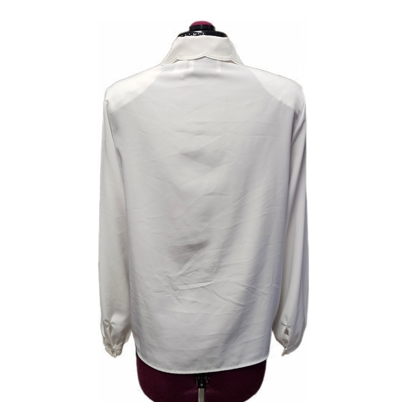 Christie & Jill 80's Vintage Elegant White Embroidered Women's Blouse - Picture 8 of 15